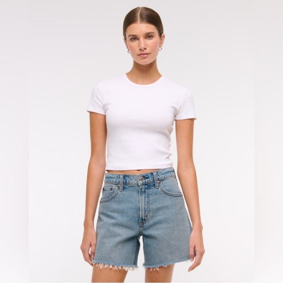 Abercrombie & Fitch Jean Shorts Women's Size 28 Denim Dad Short High Rise NWT - Picture 10 of 11